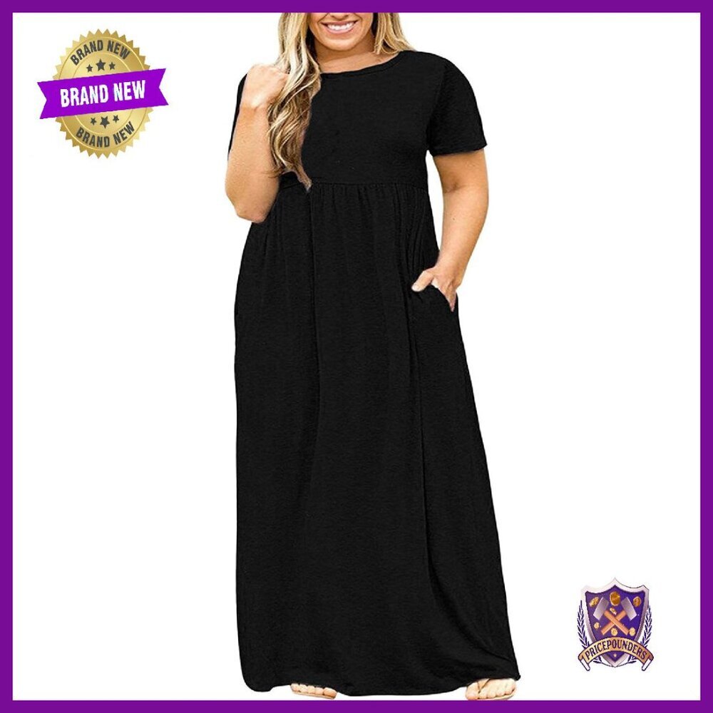 Plus Size Maxi Dress with Pockets, Lightweight Summer Casual